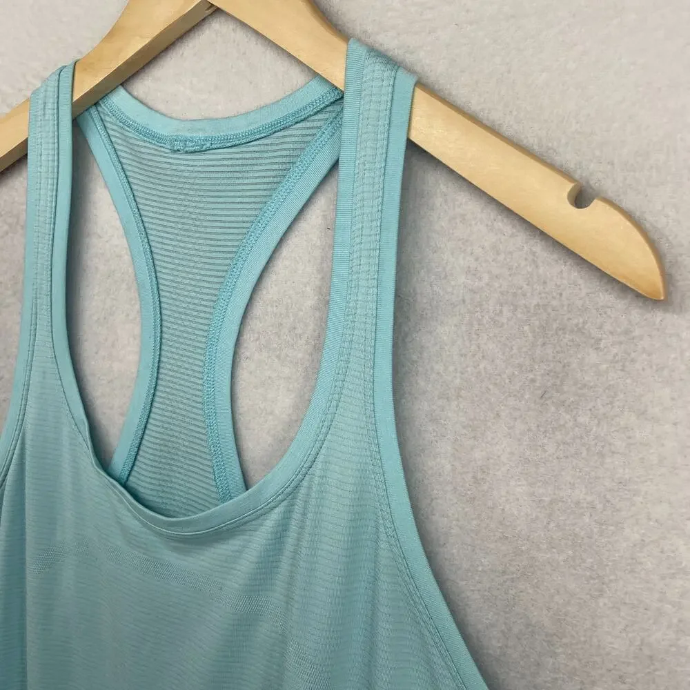 LULULEMON Top Womens L Swiftly Tech Racerback Tank 2.0 Striped Running Blue - Picture 2 of 13